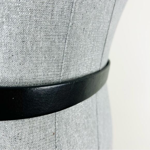 Vintage Black Leather Belt with‎ Silver Scrollwork Buckle Size Small main image 7